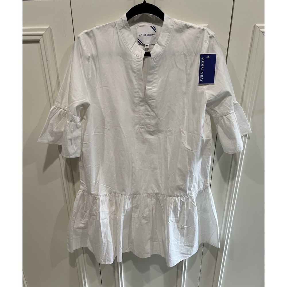 Tuckernuck Addison Bay White Maritime‎ Cotton Dress Tiered Preppy Nautical - Picture 2 of 8